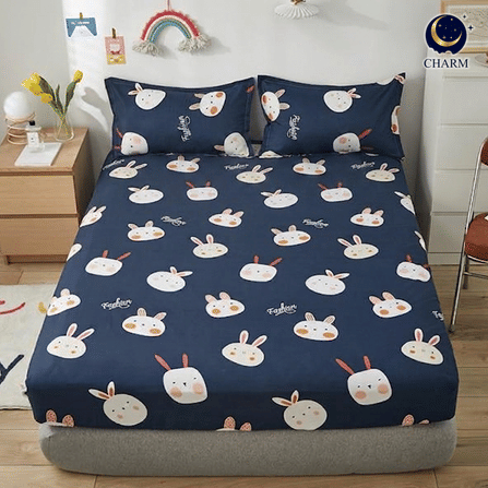 CHARM DREAMY ชุดผ้าปูที่นอน 5ฟุต 3ชิ้น ลาย NAVY BUNNY – ผ้าปูที่นอน พร้อมปลอกหมอน (ไม่รวมผ้านวม)_0
